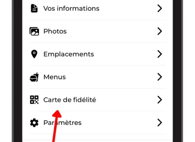Accéder à la carte de fidélité